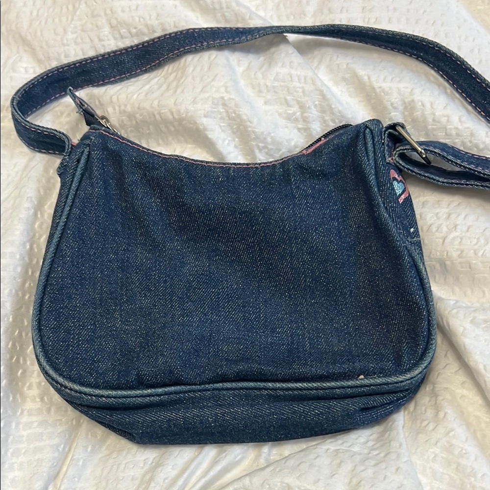 Mudd Blue Denim Shoulder Bag with Heart Design - Picture 2 of 4